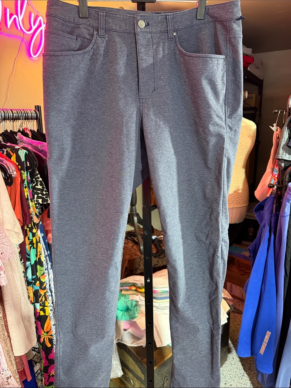 Lululemon ABC Slim Heathered Deep Navy Stretch Chinos 34W 33L NWOT